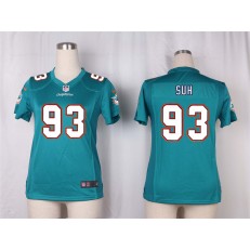 Women Nike Miami Dolphins #93 Ndamukong Suh Game Aqua Green Team Color NFL Jersey