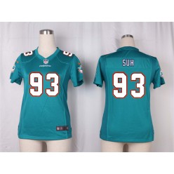 Women Nike Miami Dolphins #93 Ndamukong Suh Game Aqua Green Team Color NFL Jersey