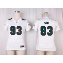 Women Nike Miami Dolphins #93 Ndamukong Suh Game White NFL Jersey