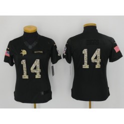 Women Nike Minnesota Vikings #14 Stefon Diggs Anthracite 2016 Salute to Service NFL Jersey