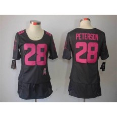 Women Nike Minnesota Vikings #28 Adrian Peterson Breast Cancer Awareness Gray NFL Jersey