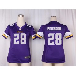 Women Nike Minnesota Vikings #28 Adrian Peterson Game Purple Team Color NFL Jersey