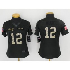 Women Nike New England Patriots #12 Tom Brady Anthracite 2016 Salute to Service NFL Jersey