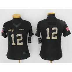 Women Nike New England Patriots #12 Tom Brady Anthracite 2016 Salute to Service NFL Jersey