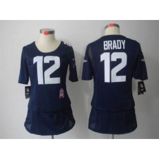 Women Nike New England Patriots #12 Tom Brady Breast Cancer Awareness Navy Blue NFL Jersey