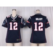 Women Nike New England Patriots #12 Tom Brady Game Navy Blue Team Color NFL Jersey