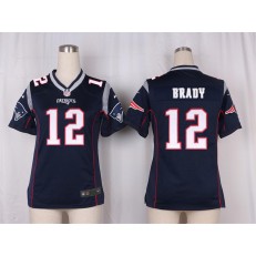 Women Nike New England Patriots #12 Tom Brady Game Navy Blue Team Color NFL Jersey
