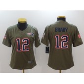 Women Nike New England Patriots #12 Tom Brady Olive 2017 Salute To Service Limited NFL Jersey