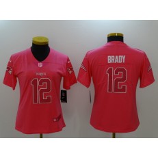 Women Nike New England Patriots #12 Tom Brady Pink NFL Limited  Jersey