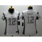 Women Nike New England Patriots #12 Tom Brady Platinum White Limited NFL Jersey