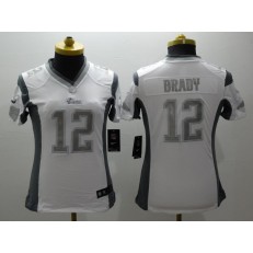 Women Nike New England Patriots #12 Tom Brady Platinum White Limited NFL Jersey