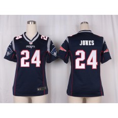 Women Nike New England Patriots #24 Cyrus Jones Game Navy Blue Team Color NFL Jersey