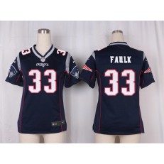 Women Nike New England Patriots #33 Kevin Faulk Game Navy Blue Team Color NFL Jersey