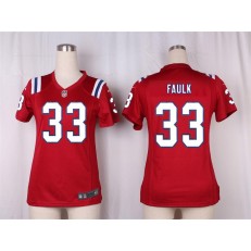 Women Nike New England Patriots #33 Kevin Faulk Game Red Alternate NFL Jersey