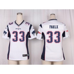 Women Nike New England Patriots #33 Kevin Faulk Game White NFL Jersey