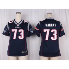 Women Nike New England Patriots #73 John Hannah Game Navy Blue Team Color NFL Jersey