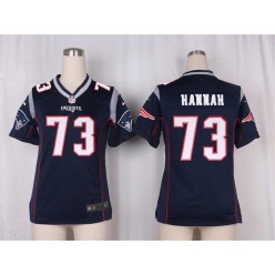 Women Nike New England Patriots #73 John Hannah Game Navy Blue Team Color NFL Jersey