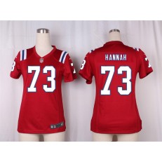 Women Nike New England Patriots #73 John Hannah Game Red Alternate NFL Jersey