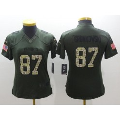 Women Nike New England Patriots #87 Rob Gronkowski Green Salute To Service Limited NFL Jersey