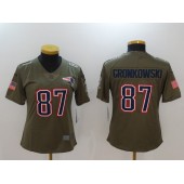 Women Nike New England Patriots #87 Rob Gronkowski Olive 2017 Salute To Service Limited NFL Jersey
