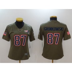 Women Nike New England Patriots #87 Rob Gronkowski Olive 2017 Salute To Service Limited NFL Jersey
