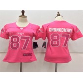 Women Nike New England Patriots #87 Rob Gronkowski Pink Stitched NFL Limited Rush Fashion Jersey