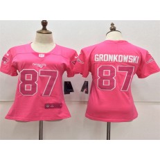 Women Nike New England Patriots #87 Rob Gronkowski Pink Stitched NFL Limited Rush Fashion Jersey