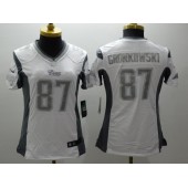 Women Nike New England Patriots #87 Rob Gronkowski Platinum White Limited NFL Jersey