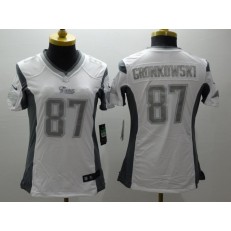 Women Nike New England Patriots #87 Rob Gronkowski Platinum White Limited NFL Jersey
