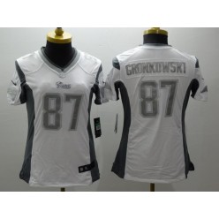 Women Nike New England Patriots #87 Rob Gronkowski Platinum White Limited NFL Jersey