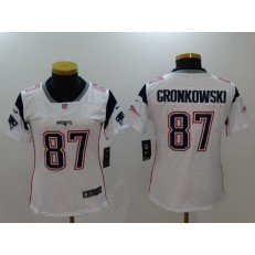 Women Nike New England Patriots #87 Rob Gronkowski White Vapor Untouchable Limited NFL Jersey