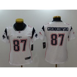 Women Nike New England Patriots #87 Rob Gronkowski White Vapor Untouchable Limited NFL Jersey
