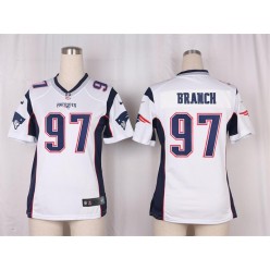 Women Nike New England Patriots #97 Alan Branch Game White NFL Jersey