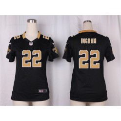 Women Nike New Orleans Saints #22 Mark Ingram Game Black Team Color NFL Jersey