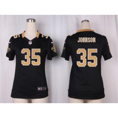 Women Nike New Orleans Saints #35 Johnson Game Black Team Color NFL Jersey