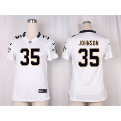Women Nike New Orleans Saints #35 Johnson Game White NFL Jersey