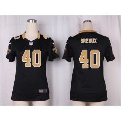 Women Nike New Orleans Saints #40 Delvin Breaux Game Black Team Color NFL Jersey