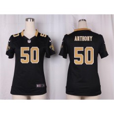 Women Nike New Orleans Saints #50 Stephone Anthony Game Black Team Color NFL Jersey