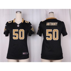 Women Nike New Orleans Saints #50 Stephone Anthony Game Black Team Color NFL Jersey