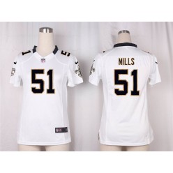 Women Nike New Orleans Saints #51 Sam Mills Game White NFL Jersey
