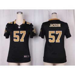 Women Nike New Orleans Saints #57 Rickey Jackson Game Black Team Color NFL Jersey