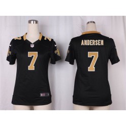 Women Nike New Orleans Saints #7 Morten Andersen Game Black Team Color NFL Jersey
