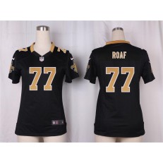 Women Nike New Orleans Saints #77 Willie Roaf Game Black Team Color NFL Jersey