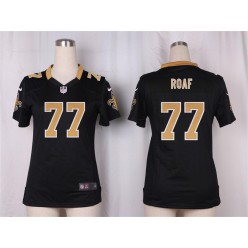 Women Nike New Orleans Saints #77 Willie Roaf Game Black Team Color NFL Jersey