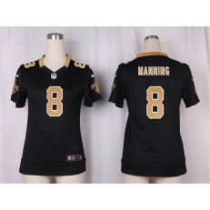 Women Nike New Orleans Saints #8 Archie Manning Game Black Team Color NFL Jersey
