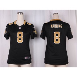 Women Nike New Orleans Saints #8 Archie Manning Game Black Team Color NFL Jersey
