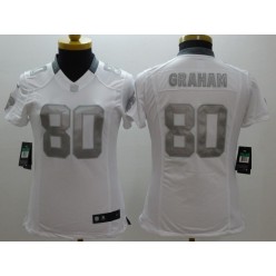 Women Nike New Orleans Saints #80 Jimmy Graham White Platinum NFL Football Jersey