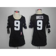 Women Nike New Orleans Saints #9 Drew Brees Breast Cancer Awareness Black NFL Jersey