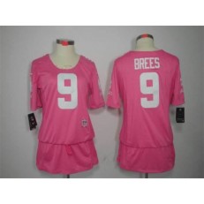 Women Nike New Orleans Saints #9 Drew Brees Breast Cancer Awareness Pink NFL Jersey