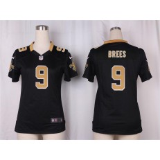 Women Nike New Orleans Saints #9 Drew Brees Game Black Team Color NFL Jersey
